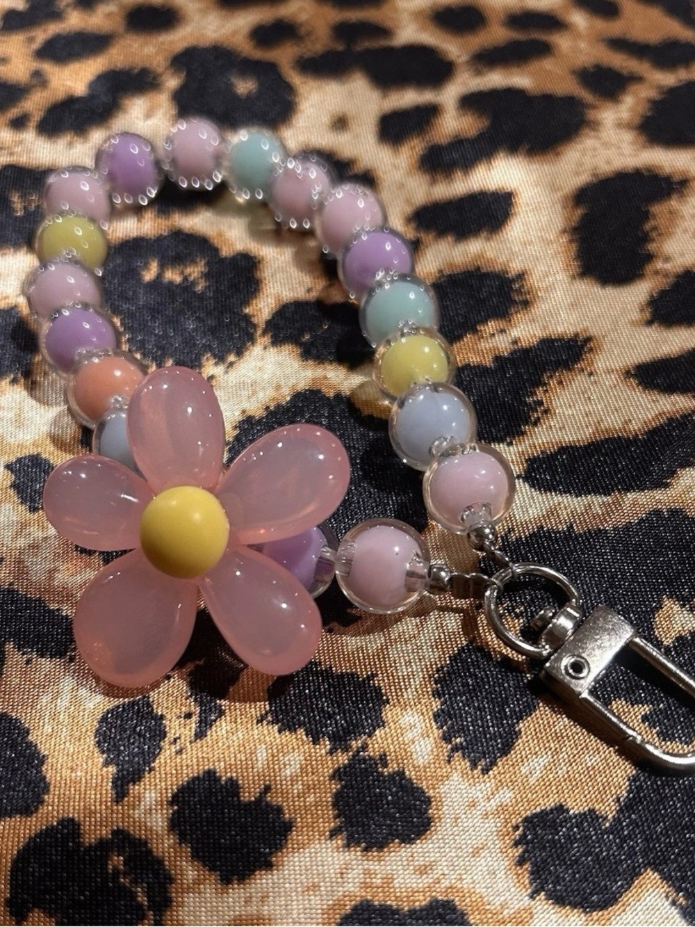 Pastel Beaded Keychain with Wrist Strap